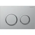 Pulsador serie Omega20 de Geberit, para doble descarga: lacado cromado mate, revestimiento fácil limpieza